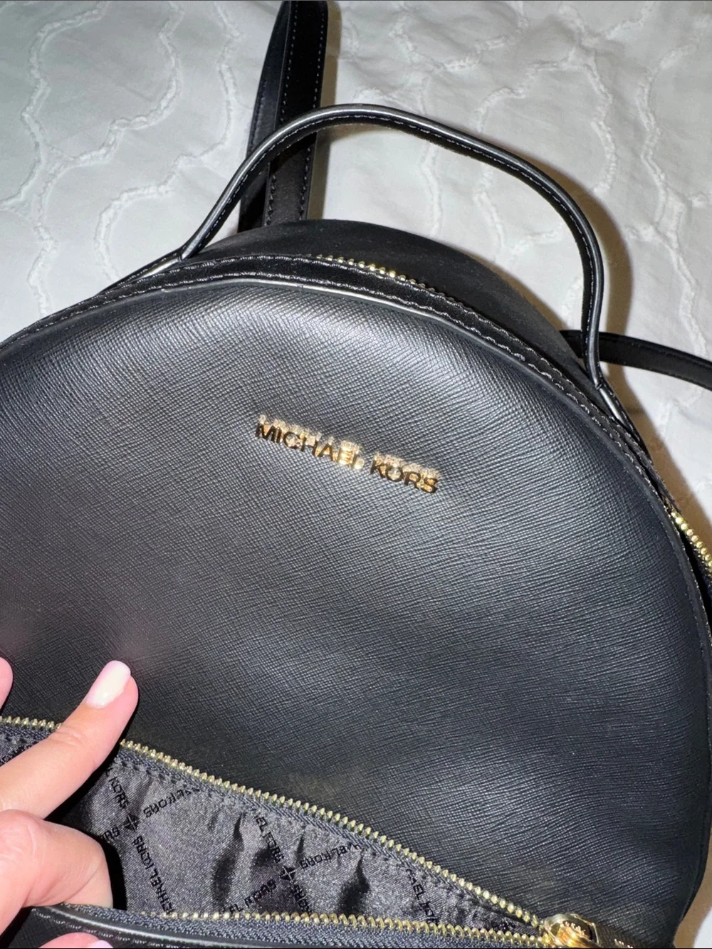 Michael Kors Black Saffiano Backpack with Gold Hardware